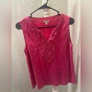Talbots Fuchsia Embroidered Tank Top Size Medium